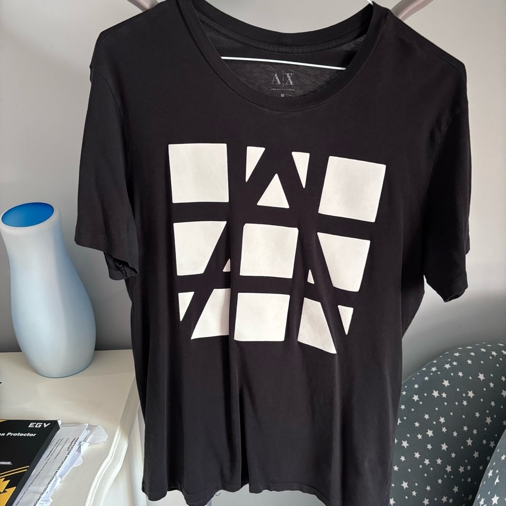Armani exchange black and white logo t-shirt medium